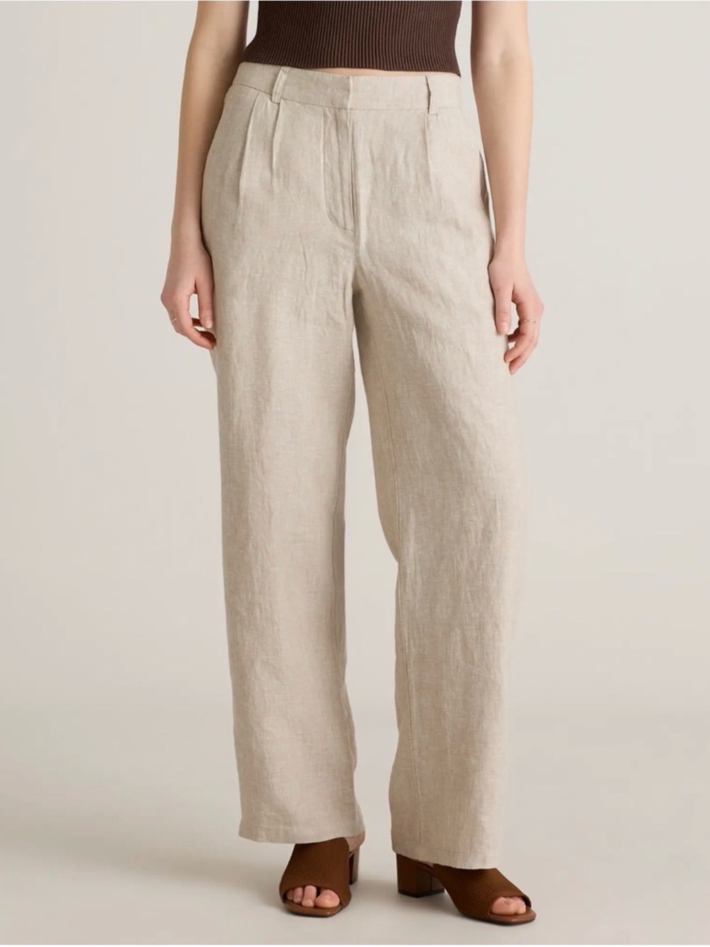 Quince 100% European Linen Pleated Trouser in Flax Size 6 NWT